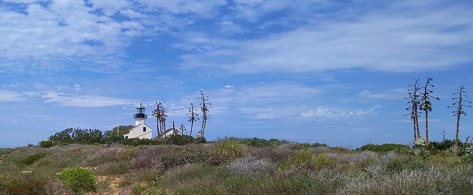 Old Lighthouse and panoramic ocean view at Cabrillo National Monument