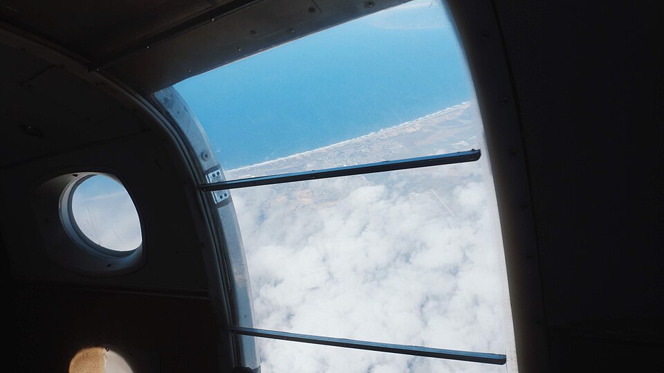 Tandem skydiving freefall over Southern California